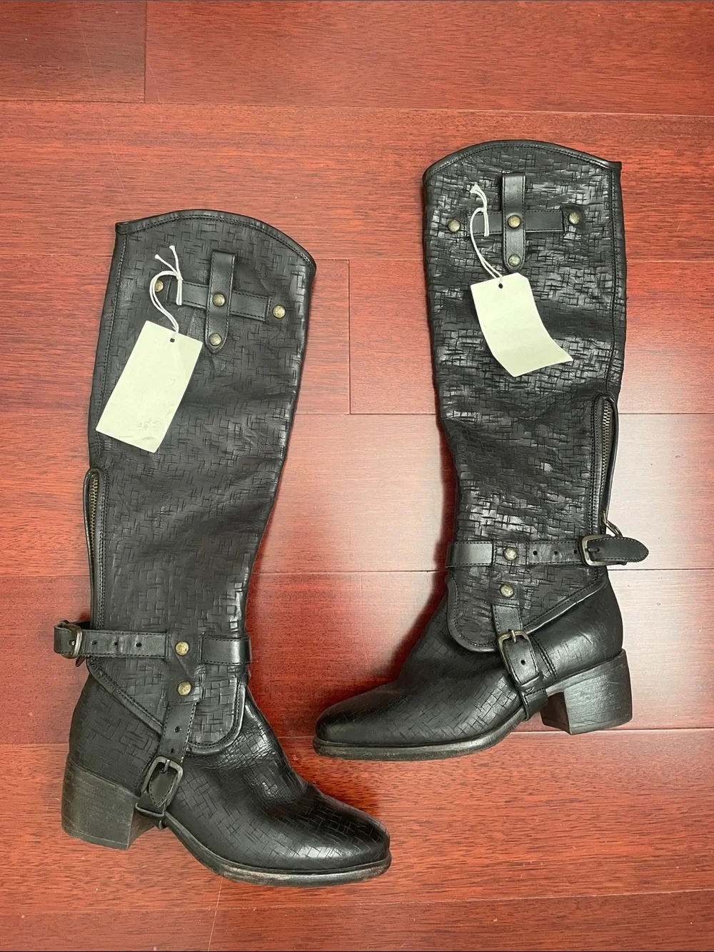 UGG Collection Cortona Weave Nero Black Italian Leather Convertible OTK Boots